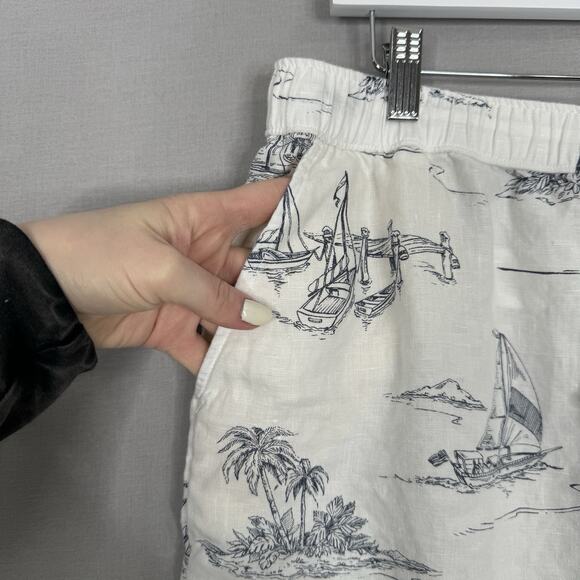 Cynthia Rowley Womens Shorts XL White 100% Linen Sailing Tropical Resort Beachy - Picture 3 of 10